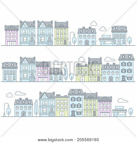 European street with buildings and houses - town