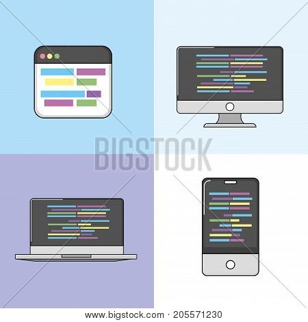 set software code data pragramming vector illustration