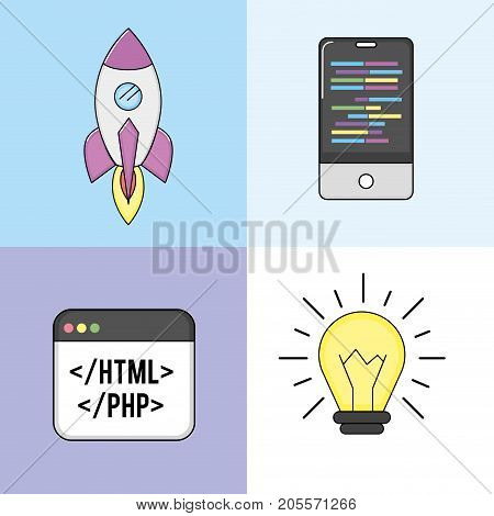 set software code data pragramming vector illustration