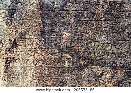 Ancient Sinhalese Scripts carved in stone book Gal Pota