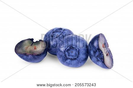 Stack of blueberries isolated on white with clipping path