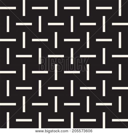 Crosshatch vector seamless geometric pattern. Crossed graphic rectangles background. Checkered motif. Seamless black and white texture of crosshatched bold lines. Trellis simple fabric print.