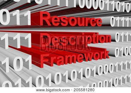 Resource Description Framework in the form of binary code, 3D illustration