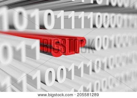 SLP as a binary code with blurred background 3D illustration