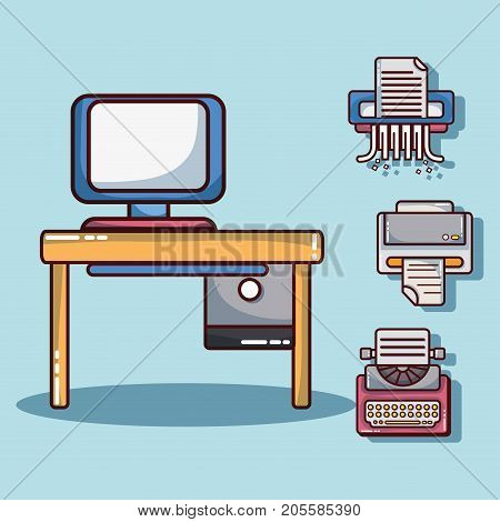office elements to company information strategy vector illustration
