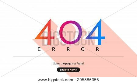 Error 404. Sorry, the page not found. Back to home. Multicolored figures with a shadow. Template for the web page. Vector