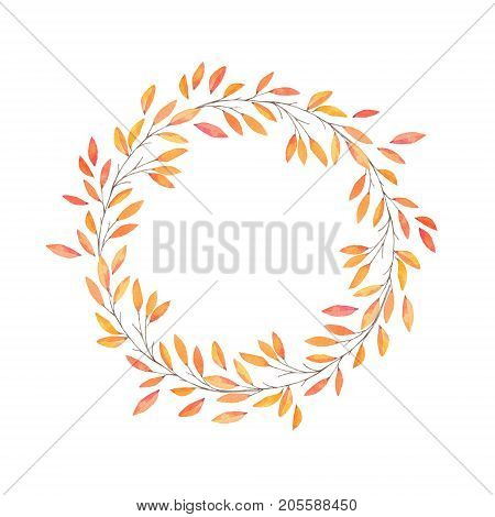 Hand drawn watercolor illustration. Autumn Wreath. Fall leaves. Perfect for wedding invitations greeting cards blogs prints and more