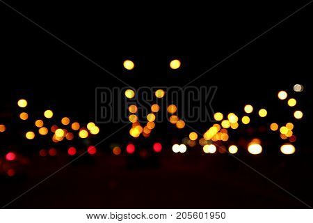 Night City Street Lights Bokeh Background.