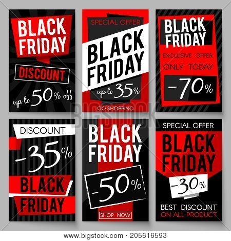 Black Friday sale advertising posters vector template with best price and offer. Black friday sale banner, special offer shopping illustration