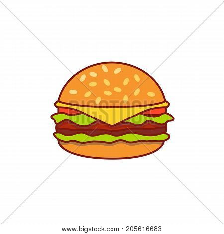 Hamburger icon isolated on background. Burger cartoon. Vector stock.