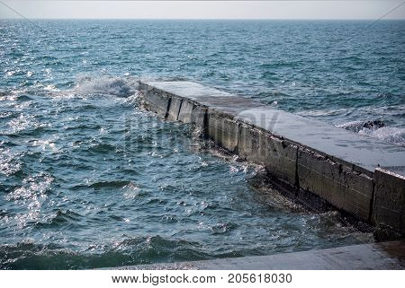 Pier in Black Sea on sunny day