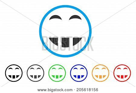 Laugth Smile rounded icon. Style is a flat laugth smile grey symbol inside light blue circle with black, gray, green, blue, red, orange variants. Vector designed for web and software interfaces.