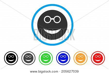 Clever Smiley icon. Vector illustration style is a flat iconic clever smiley symbol with black, grey, green, blue, red, orange color variants. Designed for web and software interfaces.