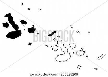 Galapagos islands map vector illustration , scribble sketch Galapagos