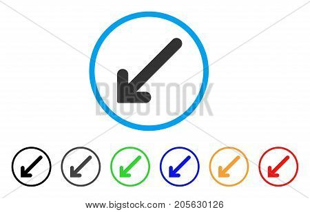 Arrow Down Left icon. Vector illustration style is a flat iconic arrow down left symbol with black, gray, green, blue, red, orange color variants. Designed for web and software interfaces.