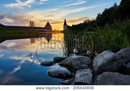 Pskov. Kremlin in Pskov, Russia. Ancient fortress.