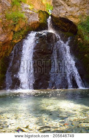 The waterfall in Prionia foot of Mount Olympus Greece.