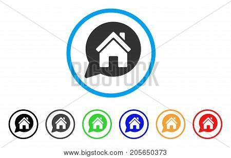 House Mention rounded icon. Style is a flat house mention grey symbol inside light blue circle with black, gray, green, blue, red, orange variants. Vector designed for web and software interfaces.