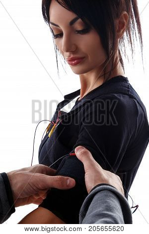 Trainer Helps Attaching Ems