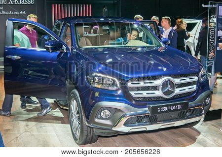 Frankfurt-September 20: Mercedes-Benz X 250 d 4matic at the Frankfurt International Motor Show on September 20 2017 in Frankfurt