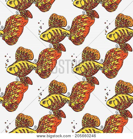 Golden Fish. Seamless Background Pattern