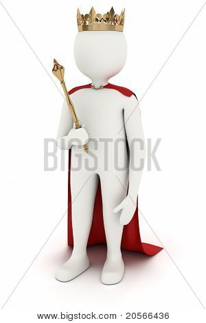 Hombre 3D con corona y Mace