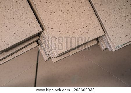 Tiling, Tile Trimming, Metering And Cutting. Repair Of The Floor. Sliced Gres Tiles.