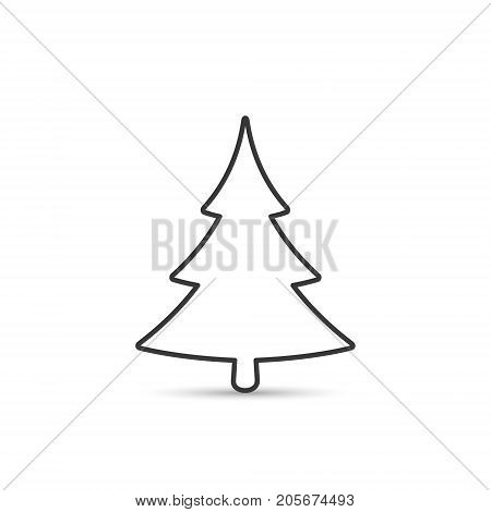 Fir tree outline icon. Spruce vector silhouette for decaration.