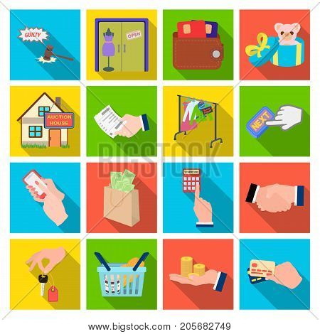 Credit, card, money, bargain, calculator, auction, shop.E- commerce set collection icons in flat style vector symbol stock illustration .