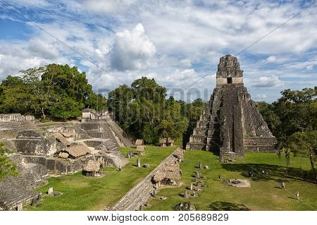 January 7 2015 TIkal Guatemala: Temple of the Jaguar also known as temple one at the main plaza of Tikal national park