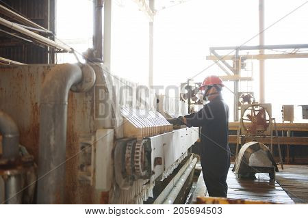 Padaeng industry Mae Sot Tak Thailand February20 2013 : Zinc mine. engineer control machine in factory.