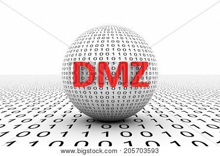 DMZ conceptual sphere binary code 3d illustration