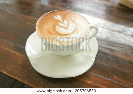 hot coffee hot latte with latte art