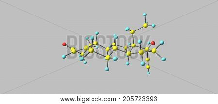 Levonorgestrel is a hormonal medication which is used in a number of birth control methods. In pill form it is useful within 120 hours as emergency birth control. 3d illustration
