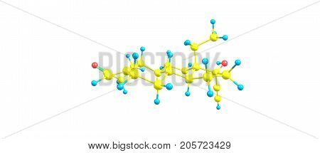 Levonorgestrel Molecular Structure Isolated On White
