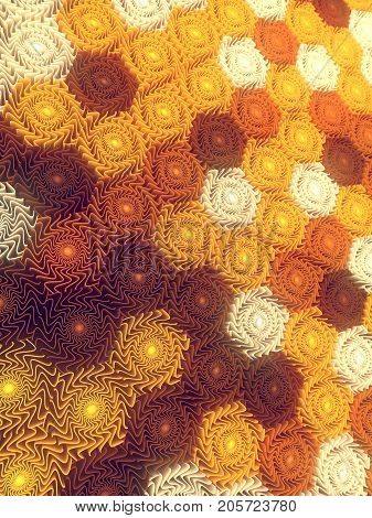 Abstract pattern background of three-dimensional colored circular shapes 3D rendering