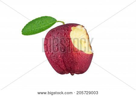 Apple bitten by the round isolate on white background