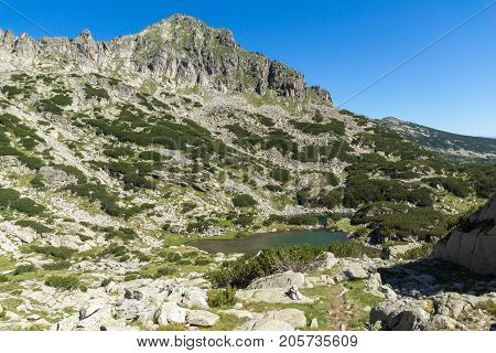 Amazing landscape with Dzhangal peak and Samodivski lakes, Pirin Mountain, Bulgaria