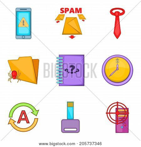 Scammer icons set. Cartoon set of 9 scammer vector icons for web isolated on white background