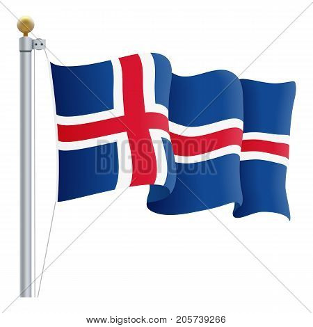 Waving Iceland Flag Isolated On A White Background. Vector Illustration. Official Colors And Proportion. Independence Day
