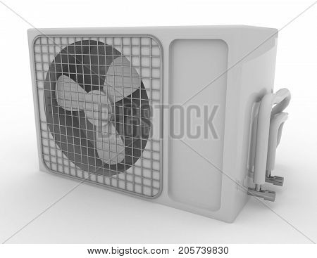 Modern Air Conditioner Isolated On A White Background . 3D Rendered Illustration