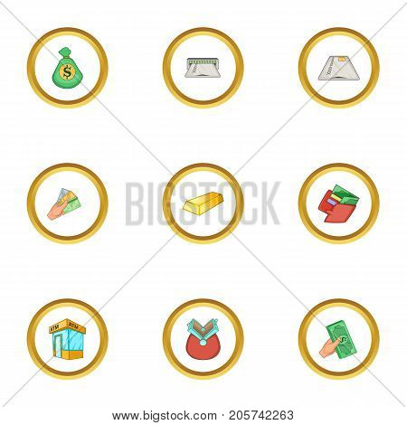Banking icons set. Cartoon style set of 9 banking vector icons for web design