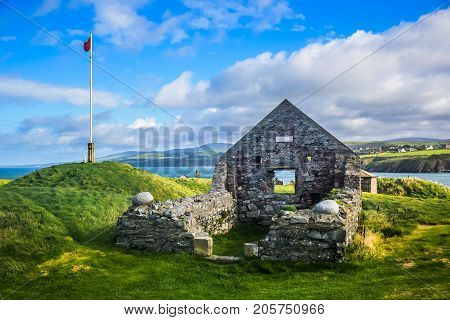 Remains Saint Patrick's Chapel inside Peel Castle, Isle of Man