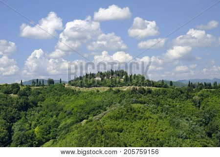 Rural landscape at summer along the road from Brisighella to Modigliana (Ravenna Emilia Romagna Italy)