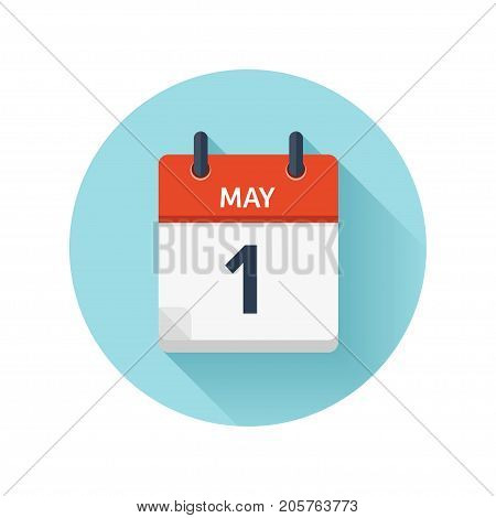May 1. Vector flat daily calendar icon. Date and time, day, month 2018. Holiday. Season.