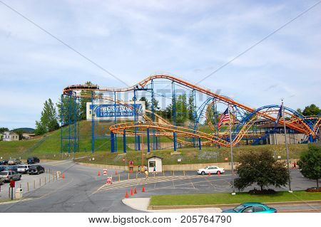 NEW YORK STATE, USA - AUG. 8, 2009: Six Flags Great Escape amusement park in Queensbury, New York, USA.