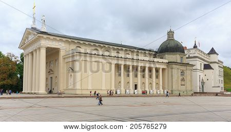 VilniusLITHUANIA-AUGUST 21 2017:Main Roman Catholic Cathedral of Lithuania situated in Vilnius Old Town just off of Cathedral Square, Vilnius, Lithuania, Europe