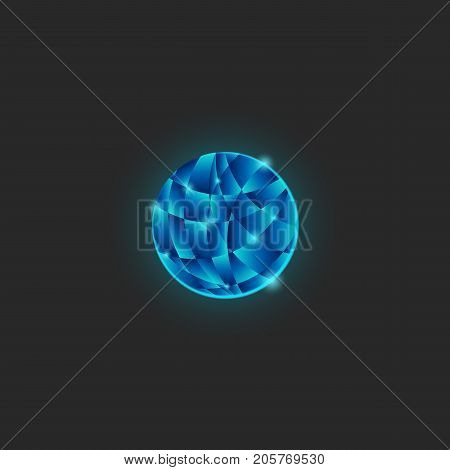 A Circle Of Logo Flakes Structure A Shiny Blue Gradient, A Glows Power Round Shape Of Intersecting P