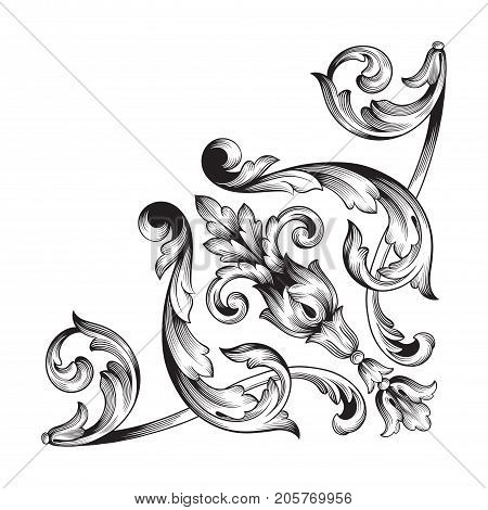 Baroque vector of vintage element for design. Decorative design element filigree calligraphy vector. You can use for wedding decoration of greeting card and laser cutting.