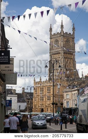 CIRENCESTER, ENGLAND - AUGUST 31, 2017:Old street in Cirencester, England, United Kingdom